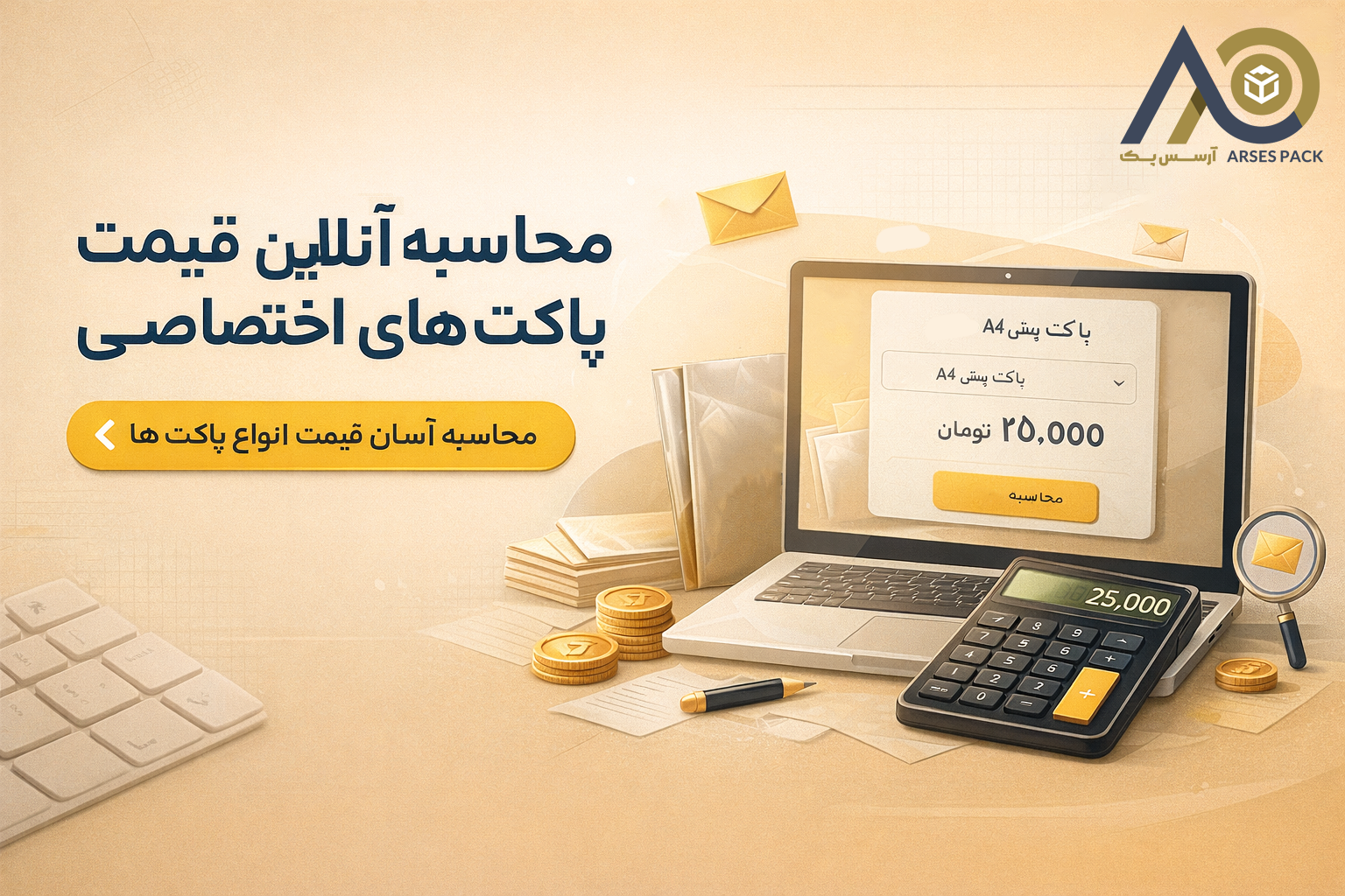 محاسبه آنلاین قیمت پاکت های اختصاصی